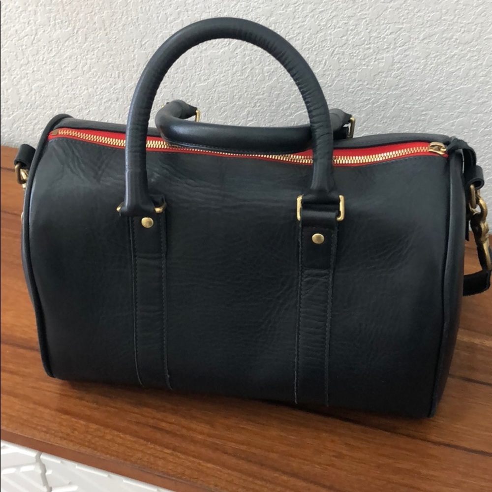 Clare V Petit Duffel Navy w/ Red Zipper